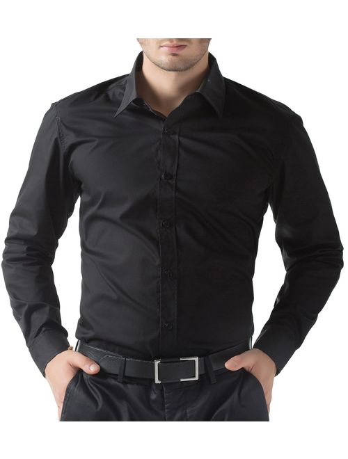 PAUL JONES Men's Business Casual Long Sleeves Dress Shirts