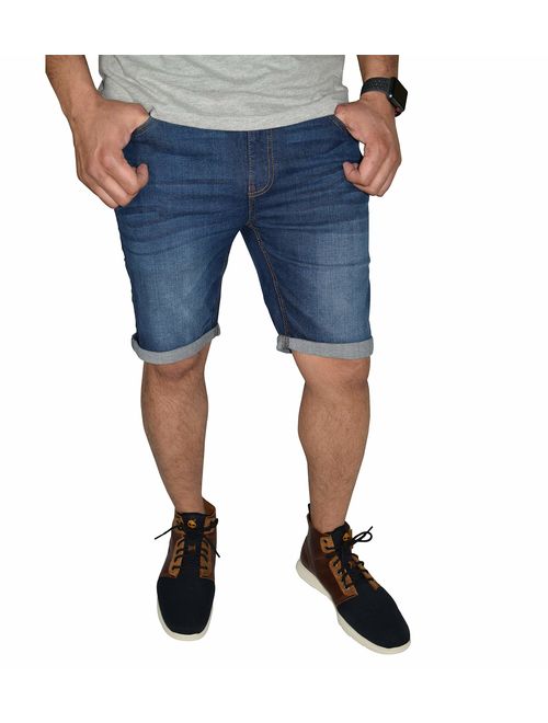 westAce Mens Stretch Denim Chino Shorts Casual Flat Front Slim Fit Super Spandex Jeans Half Pant