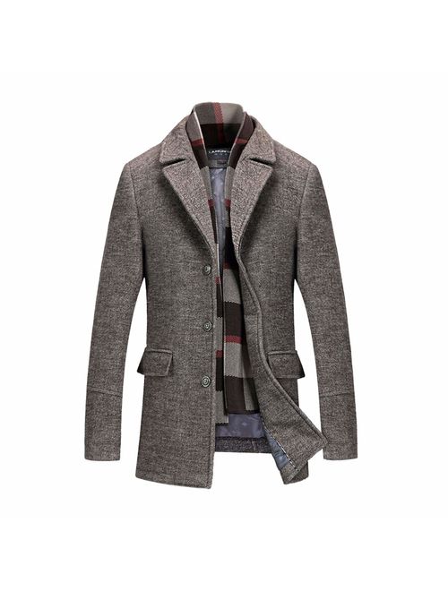 Men's Winter Coat Slim Fit Wool Blends Overcoat Designer Casual Warm Jackets