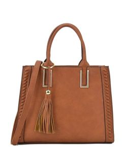 Satchel Handbags Vegan Leather Purses Shoulder Bags for Women with Tassel