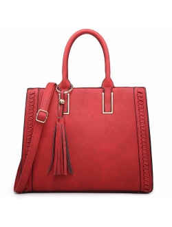 Satchel Handbags Vegan Leather Purses Shoulder Bags for Women with Tassel
