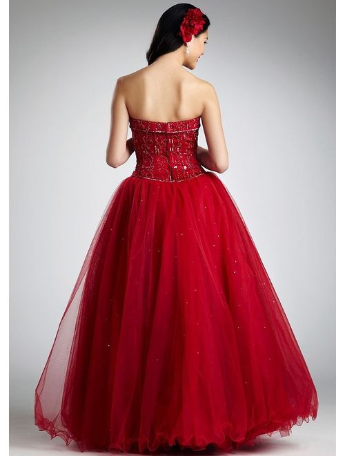 Tulle Ball Gown with Beaded Bodice and Corset Embellished Back Style NT8017