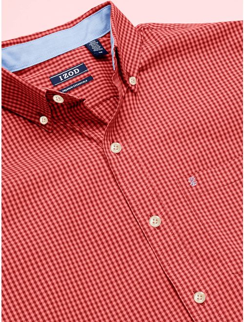 IZOD Men's Button Down Long Sleeve Stretch Performance Gingham Shirt