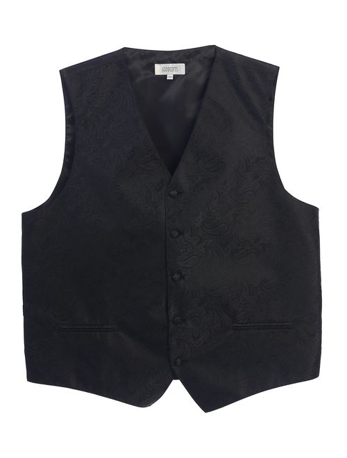 Gioberti Men's Formal 4pc Paisley Vest Necktie Bowtie and Pocket Square