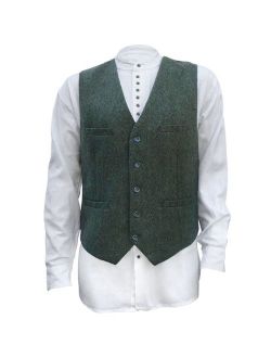 Men's Irish Full Back Herringbone Wool Blend Tweed Vest in 3 Traditional Color Choices