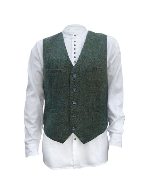 Irish Setter Men's Irish Full Back Herringbone Wool Blend Tweed Vest in 3 Traditional Color Choices