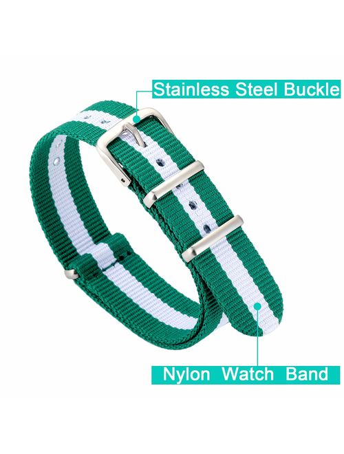 10 Pieces Nylon Watch Band Watch Straps Replacement with Stainless Steel Buckle for Men and Women's Watch Band Replacing, 18 mm