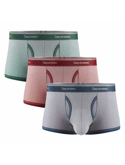 Separatec Men's Underwear Colorful Stylish Striped Comfort Soft Cotton Trunks 3 Pack