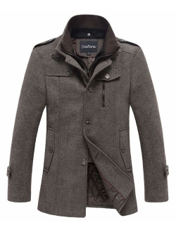 Men's Winter Stylish Wool Blend Single Breasted Military Peacoat