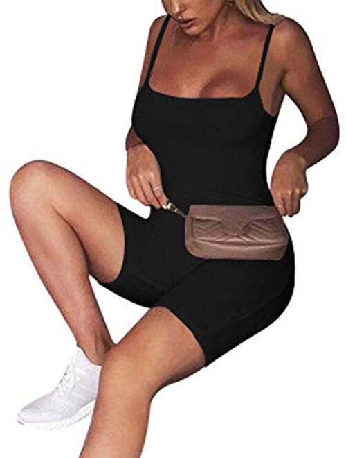 YMDUCH Women's Sexy One Piece Tank Top Sleeveless Bodycon Club Short Jumpsuit