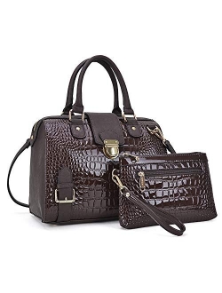 Women Barrel Handbags Purses Fashion Satchel Bags Top Handle Shoulder Bags Vegan Leather Work Bag
