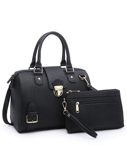 Women Barrel Handbags Purses Fashion Satchel Bags Top Handle Shoulder Bags Vegan Leather Work Bag