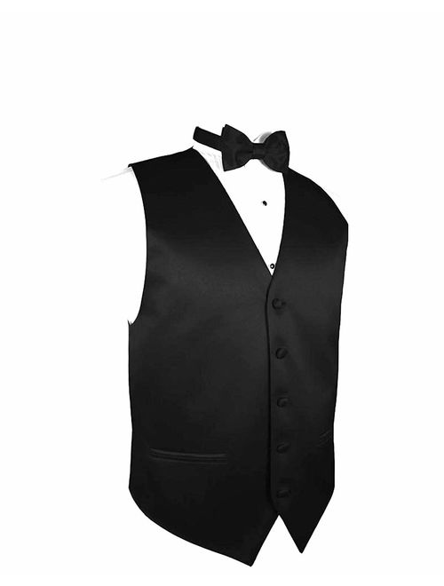 4pc Solid Vest Set, Necktie, Bow-Tie, Handkerchief Set