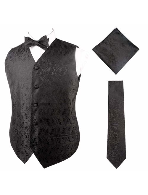 Buy Alizeal Mens Classic 4pc Paisley Jacquard Suit Vest Set online ...