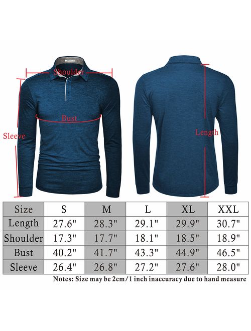 TAPULCO Fresca Mens Polo Shirts Dry Fit Performance Solid Color Long Sleeve Glof T Shirts
