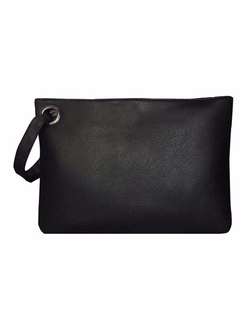 Dolce Na Womens Oversized Clutch Bag Purse Pu Leather Evening Wristlet Handbag
