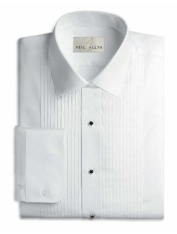 Mens Tuxedo Shirt Poly/Cotton Laydown Collar 1/4 Inch Pleat (15 X 32-33)White