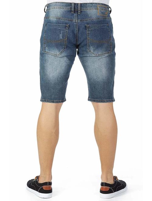 X RAY Men's Jean Shorts Biker Denim Short Jeans for Men Moto Slim Fit Stretch Casual Knee Length Hem
