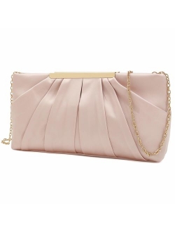 Charming Tailor Clutch Evening Bag Elegant Pleated Satin Formal Handbag Simple Classy Purse for Women