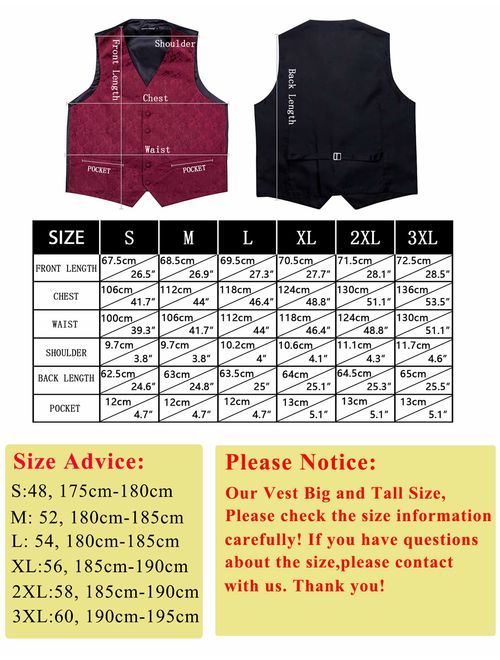 Barry.Wang Formal Men Dress Vest Matched Paisley Tie Set Suit Waistcoat Wedding 5PCS