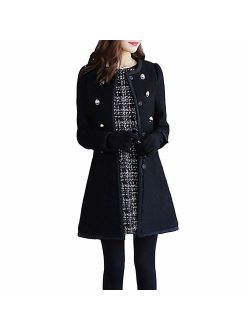 LISTHA Wool Lapel Trench Parka Coat Women Warm Outwear Long Jacket Overcoat