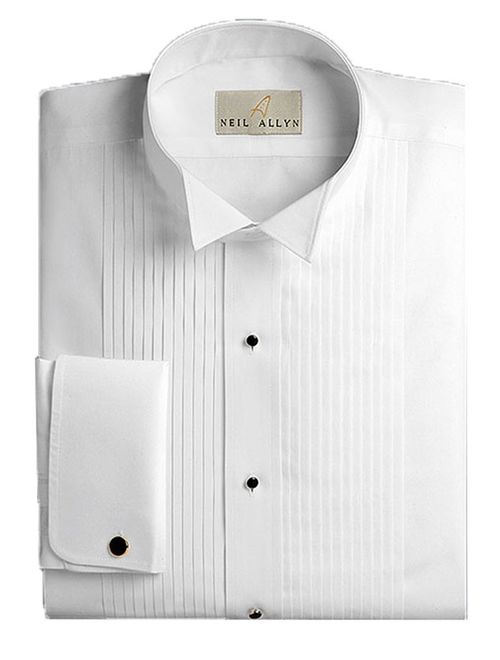 Neil Allyn Men's Tuxedo Shirt 100% Cotton 1/4" Pleat Wing Collar