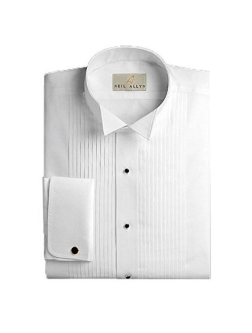 Neil Allyn Men's Tuxedo Shirt 100% Cotton 1/4" Pleat Wing Collar
