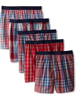 Ultimate Men's 5-Pack Yarn Dye Exposed Waistband Boxer-Colors May Vary