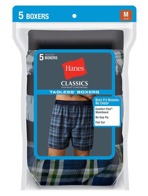 Hanes Ultimate Men's 5-Pack Yarn Dye Exposed Waistband Boxer-Colors May Vary