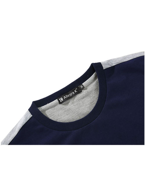 Unique Bargains Men's Long Sleeves Color Block Crewneck Ribbed Trims Sweatshirt T-shirt