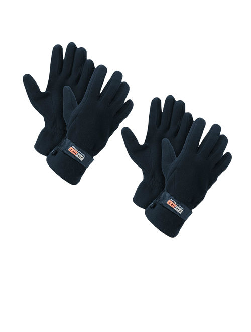 Men's Fleece Lined Adjustable Warm Winter Gloves (Blue 2 Pairs)