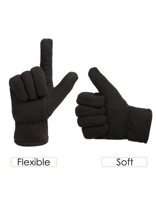 Men's Fleece Lined Adjustable Warm Winter Gloves (Blue 2 Pairs)