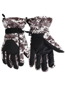 Simplicity Men's Camouflage Ski & Snowboarding 3M Thinsulate Water Resistant Winter Gloves,L,Black Camo