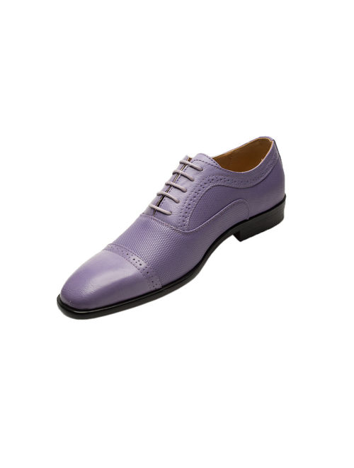 Mens Lace Up Style Casual Leather Lavender Purple Kelly Dress Shoes