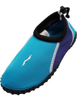 Norty Wave Kids Sizes 11-4 Boys / Girls Slip on Aqua Socks Pool Beach Water Shoe, 40213 Aqua/White / 13MUSLittleKid