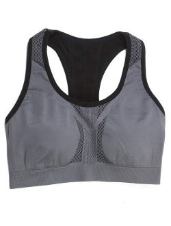 ToBeInStyle Women's Reversible Compression Double Layered Sports Bras (X-Large, Black/Charcoal)