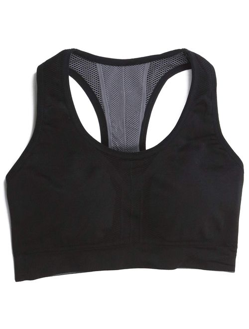 ToBeInStyle Women's Reversible Compression Double Layered Sports Bras (X-Large, Black/Charcoal)