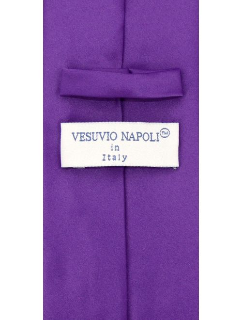 Vesuvio Napoli NeckTie Solid EXTRA LONG PURPLE INDIGO Color Men's XL Neck Tie