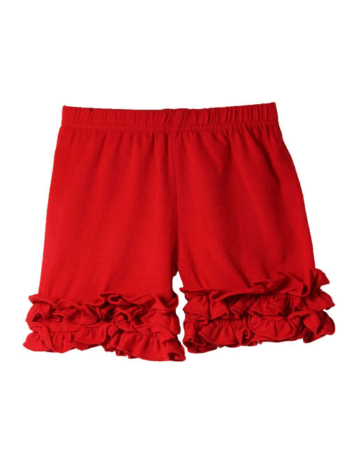 Girls Red Elastic Waist Ruffle Bottom Icing Boutique Shorts