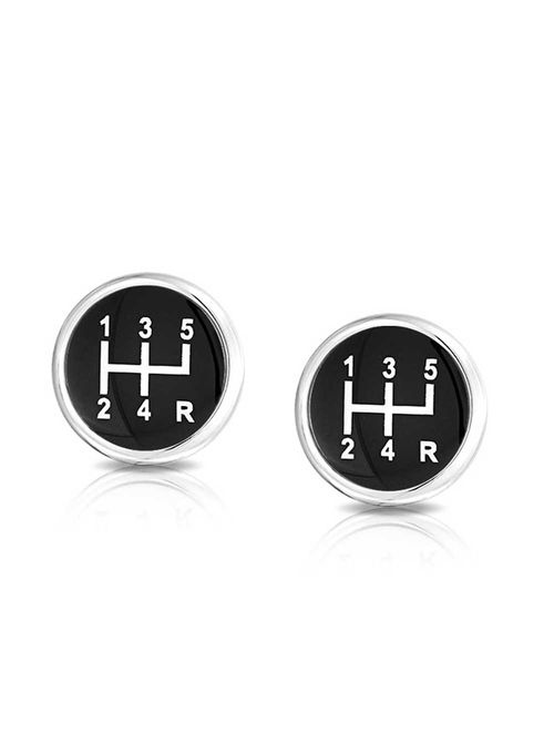 Race Car Driver Black Vehicle Gear Shift Shirt Cufflinks For Men Hinge Back Graduation Gift Brass Steel