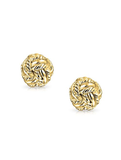Solid Double Knot Sided Woven Braided Twist Fixed Backing Shirt Cufflinks For Men 14K Gold Plated 925 Sterling Silver