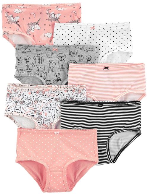 Carter's Carters Little Girls 7-pk. Animal Print Brief Panties 2-3 Pink/grey/white