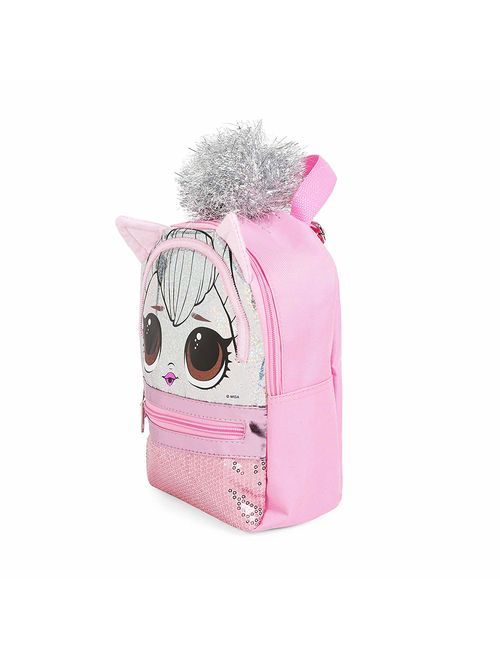 Girls LOL Surprise! Kitty Queen Mini 10" Backpack Pink Silver