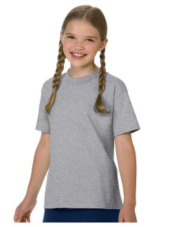 Authentic TAGLESS Kid`s Cotton T-Shirt, 5450, L, Oxford Gray