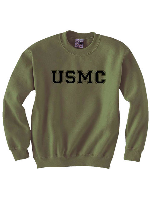 USMC Athletic Marines Military Style Crewneck Sweatshirt in Military Green