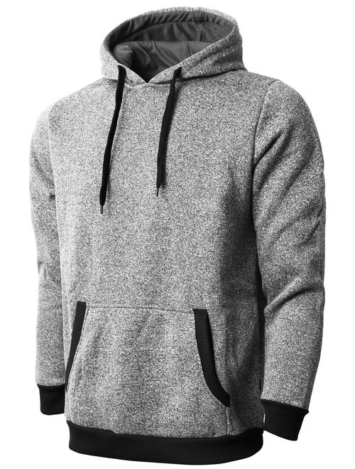 Ma Croix Mens Lightweight Marled Pullover Hoodie Texture Brushed Fleece