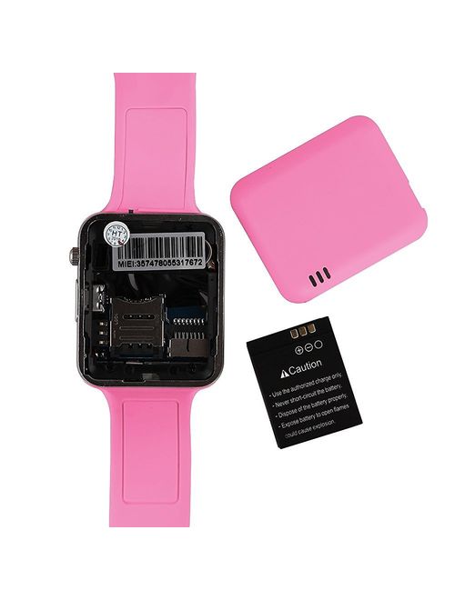 AmazingForLess Pink Bluetooth Smart Wrist Watch Phone mate for Android Samsung HTC LG Touch Screen Blue Tooth SmartWatch with Camera for Adults for Kids (Supports [does not include] SIM