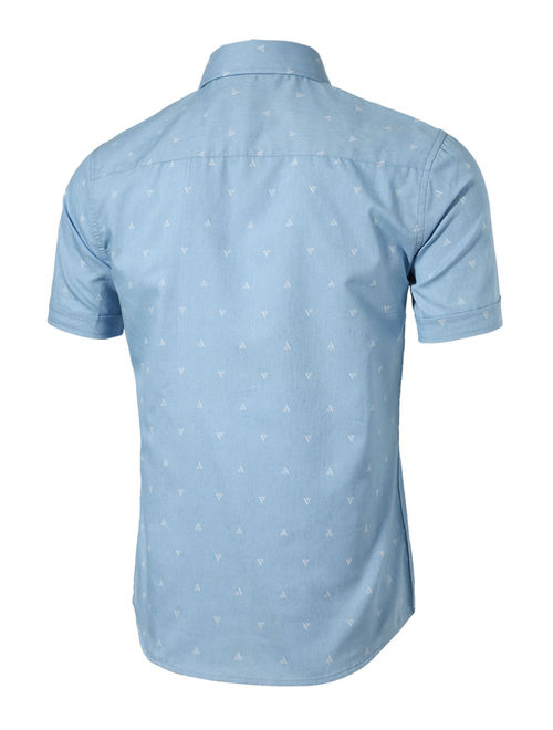 Unique Bargains Printed Cotton Button Down Short Sleeve Shirt (Men's)