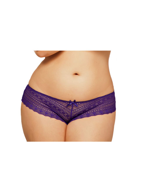 Lacy Line Plus Size Sexy Crochet Lace Hipster With Lace Up Back Detail