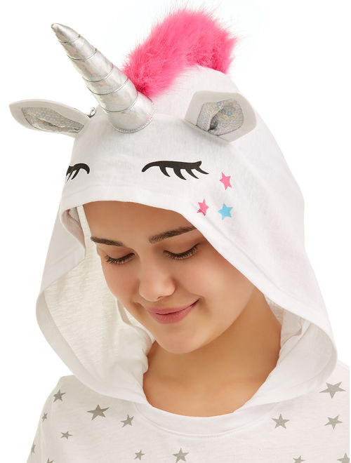 Hybrid Juniors' Unicorn Generic Halloween Hooded Costume with Cape